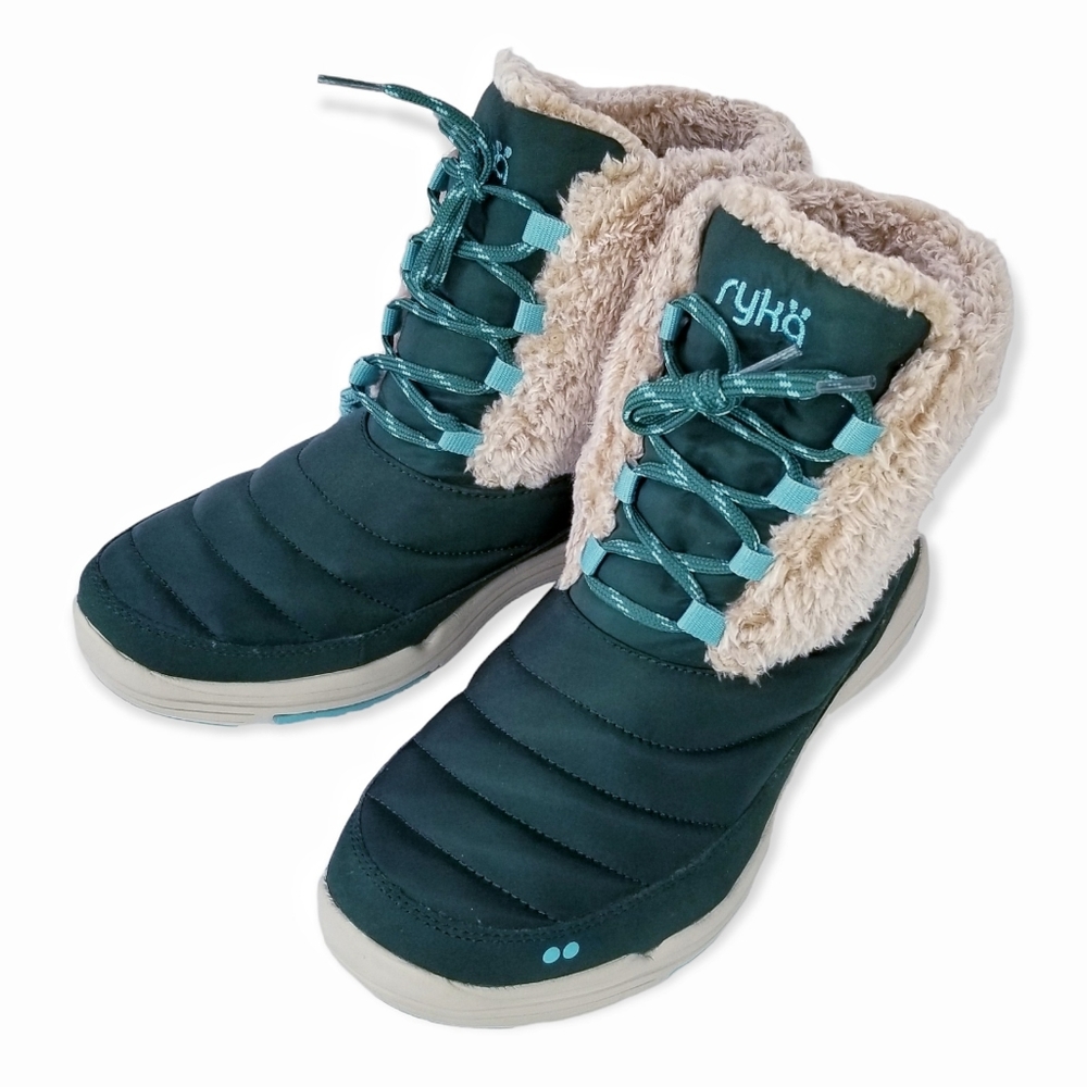 Ruka Green Warm Boots With Faux Fur Woman's Size 10